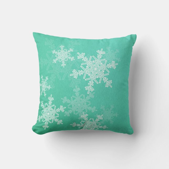 Coussin Emerald White Snowflakes Minimaliste Noël (Recto)