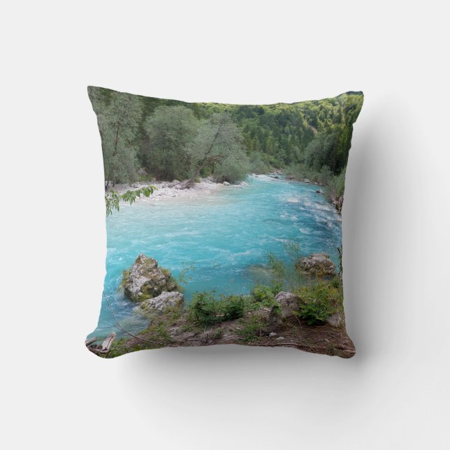Coussin Émeraude sauvage Soca River Photographie de la nat (Recto)