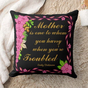 Coussin Emily Dickinson cite Mère