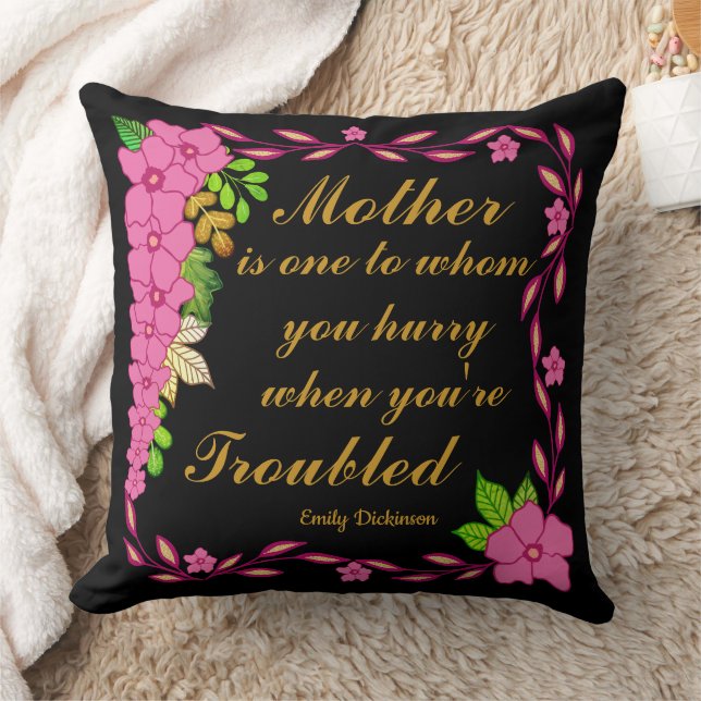 Coussin Emily Dickinson cite Mère (Couverture)