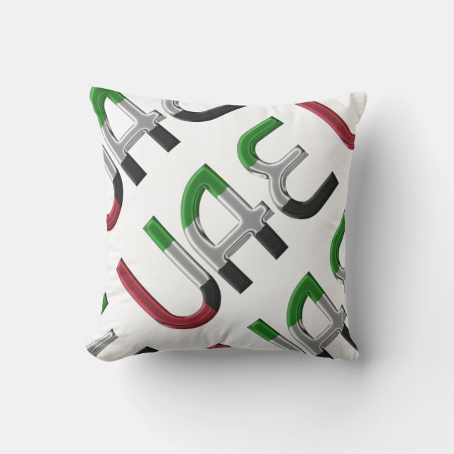 Coussin Émirats Arabes Unis Drapeau Typographie Souvenir (Recto)