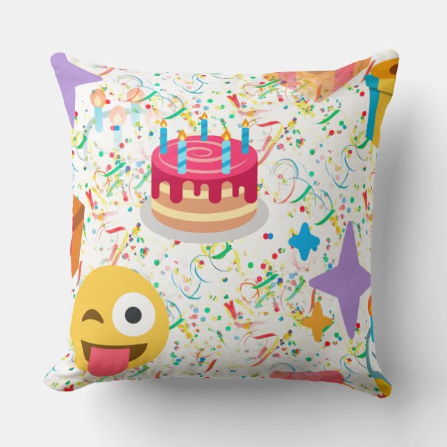 Coussin emoji anniversaire heureux (Recto)