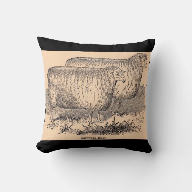 Coussin Empreinte de brebis Cotswold du 19e siècle (Recto)