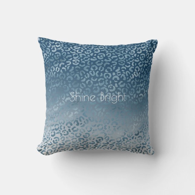 Coussin Empreinte de léopard Aqua Blue Navy Ombre (Recto)