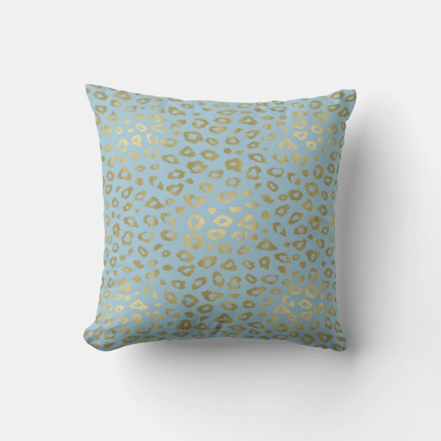 Coussin Empreinte de léopard bleu d'Ombre d'or (Recto)
