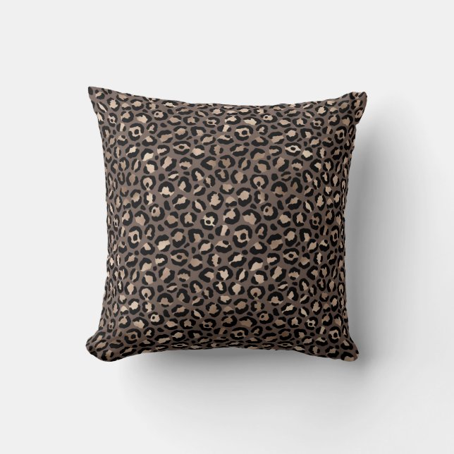 Coussin Empreinte de léopard de bronze Brown au chocolat n (Recto)