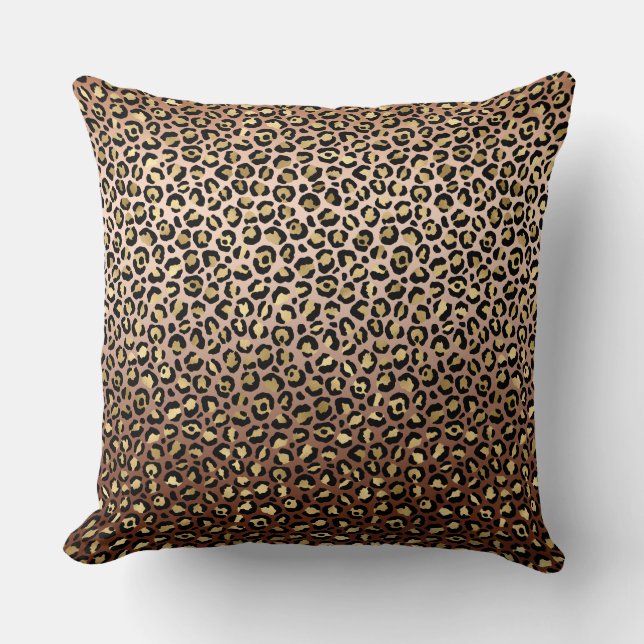 Coussin Empreinte de léopard de l'Ombre d'or noir de bronz (Recto)