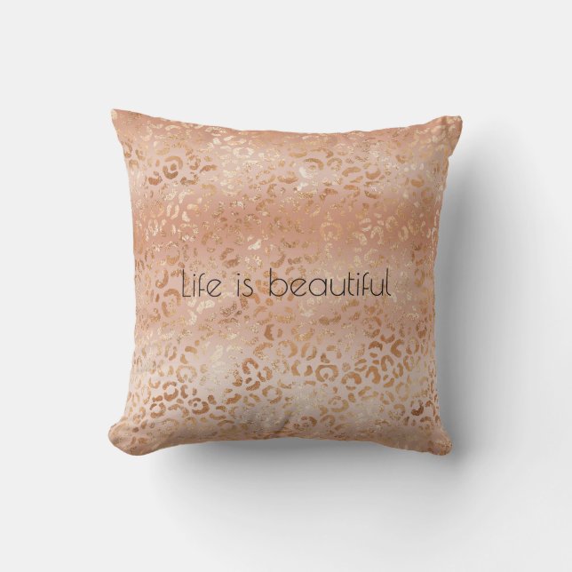 Coussin Empreinte de léopard de pêche crémeux      (Recto)