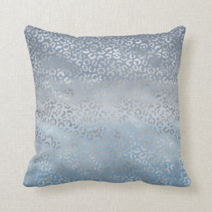 Coussin Empreinte de léopard en verre argenté bleu fumé