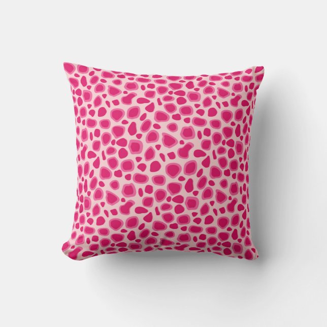 Coussin Empreinte de léopard - Fuchsia et rose clair (Recto)