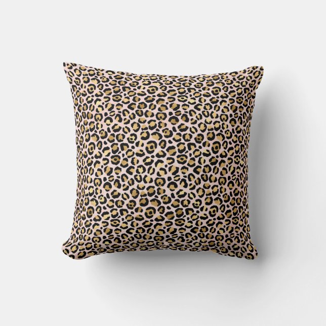 Coussin Empreinte de léopard noir rose pâle     (Recto)
