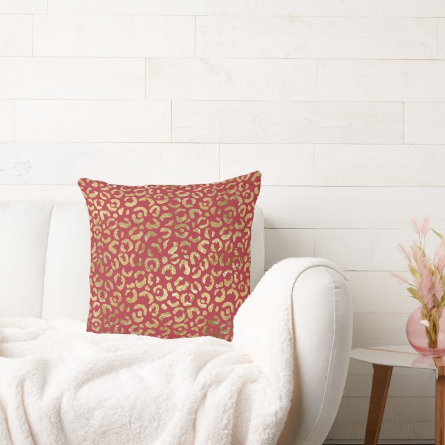 Coussin Empreinte de léopard Red Gold Glam (Canapé)