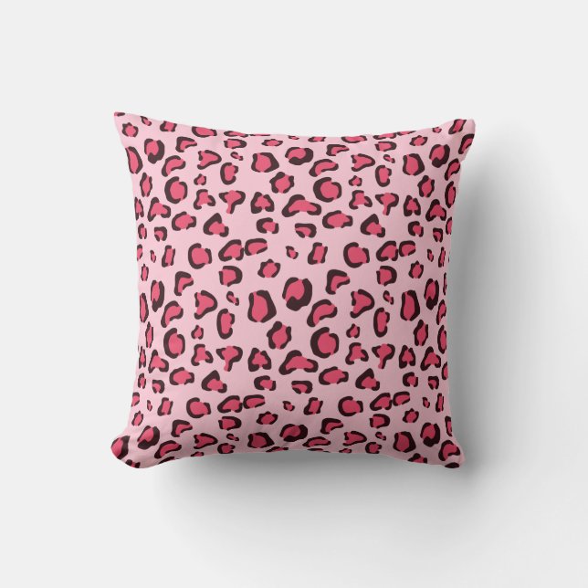 Coussin Empreinte de léopard rose faux (Recto)