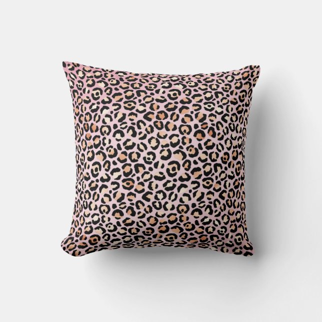 Coussin Empreinte de léopard rose rose pâle      (Recto)