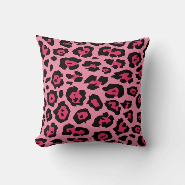 Coussin Empreinte de léopard rose tendance (Recto)