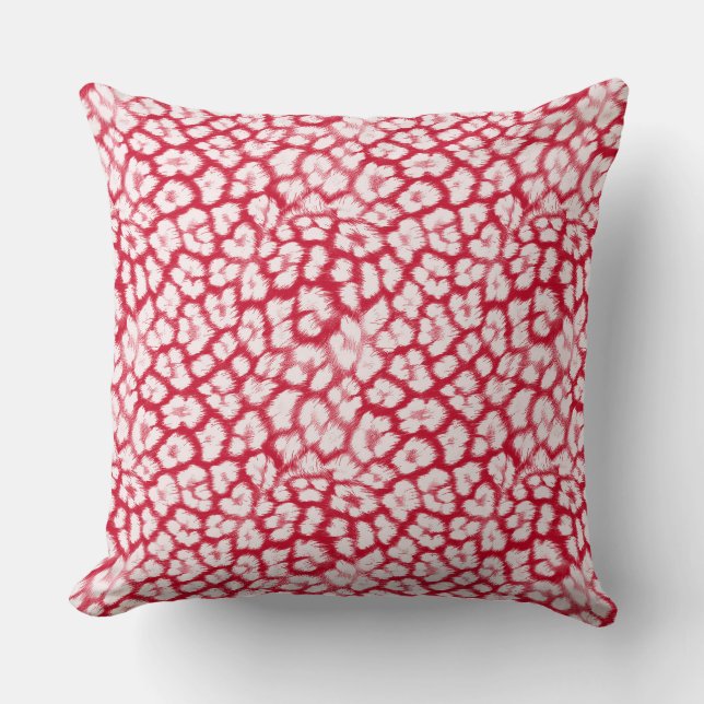 Coussin Empreinte de léopard rouge et blanc (Recto)