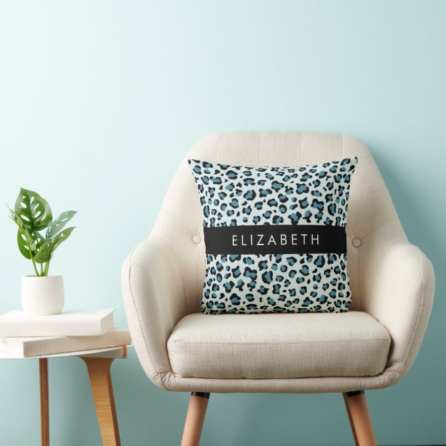 Coussin Empreinte de léopard, Spots, Leopard Bleu, Votre N (Chaise)