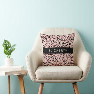 Coussin Empreinte de léopard, Spots, Leopard Rose, Votre N