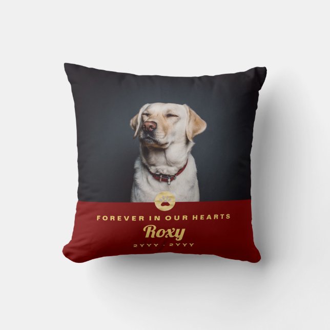 Coussin Empreinte de patte-cadeau Pet Memorial Nom de la p (Recto)