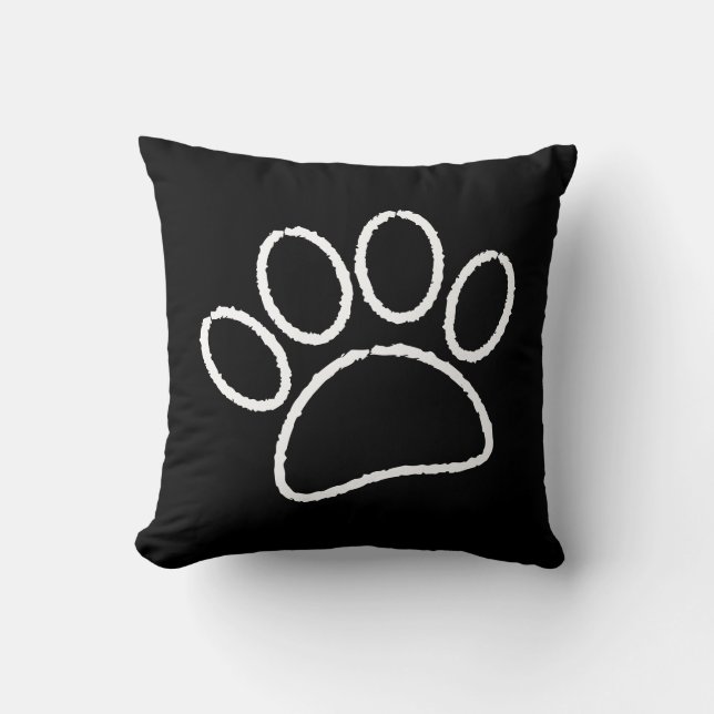 Coussin Empreinte de patte de chien de dessin de chalk (Recto)
