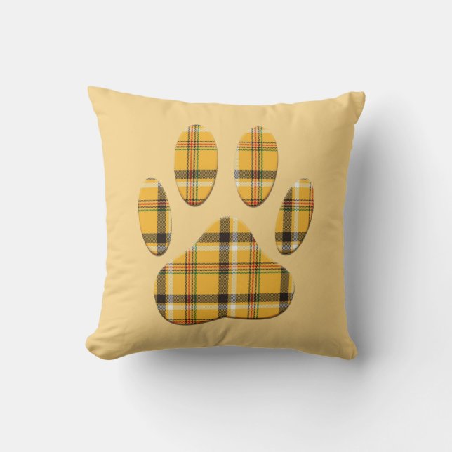 Coussin Empreinte de patte de chien Tartan (Recto)