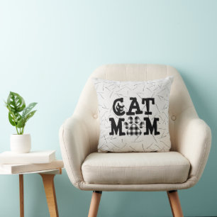 Coussin Empreinte de patte de maman chat avec des poils de