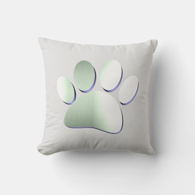 Coussin Empreinte de patte en métal brossé (Recto)