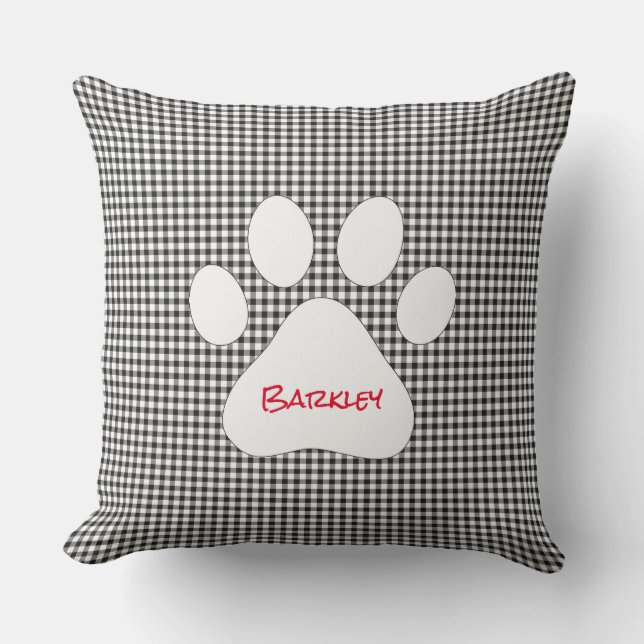 Coussin Empreinte de patte Nom de l'animal de compagnie En (Recto)