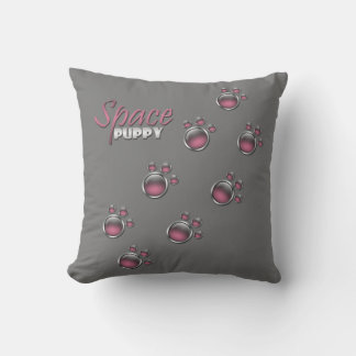 Coussin Empreinte de patte rose et gris "Space Pup