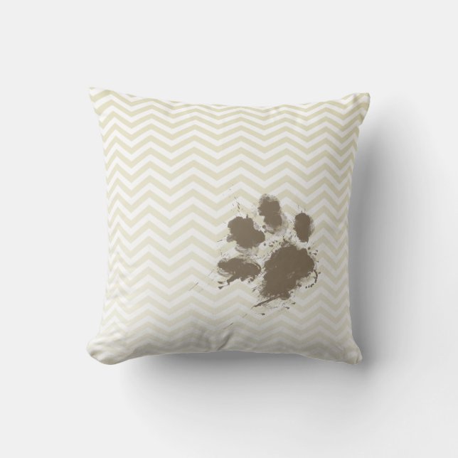 Coussin Empreinte drôle sur Chevron Beige; zig zag (Recto)