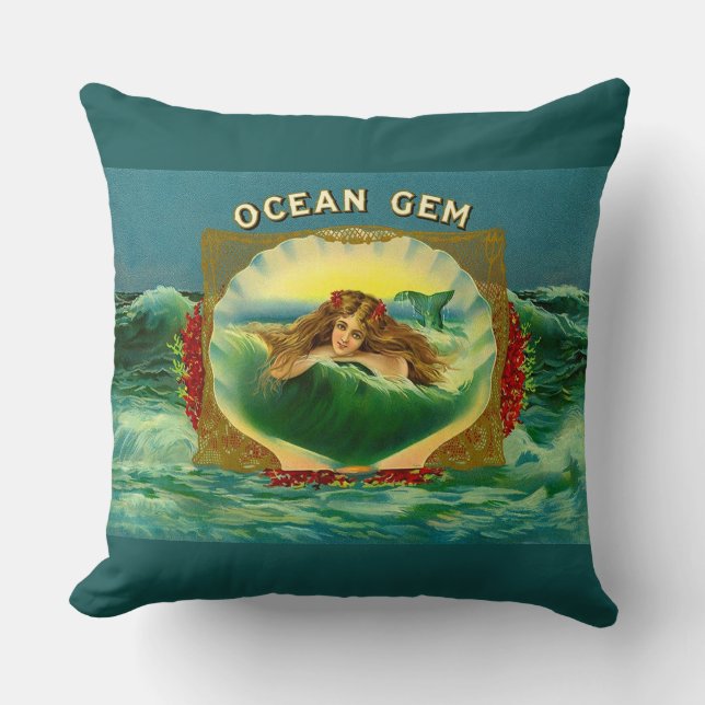 Coussin Empreinte du étiquette de cigare de la sirène Ocea (Recto)