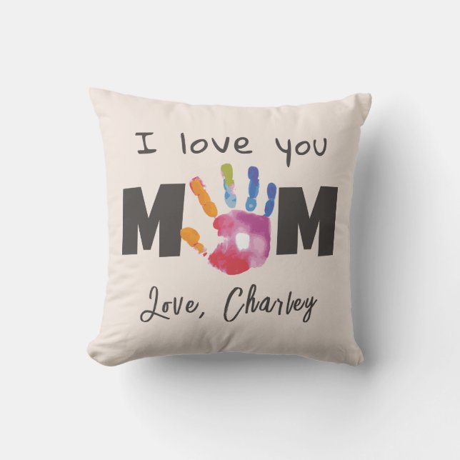 Coussin Empreinte personnalisée Amour Maman (Recto)