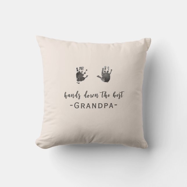 Coussin Empreintes à main personnalisées Meilleur grand-pè (Recto)