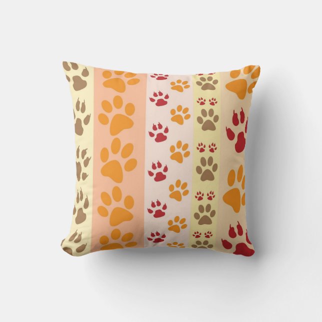 Coussin Empreintes de pattes animaux mignons Motif en coul (Recto)