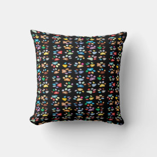 Coussin Empreintes de pattes colorés