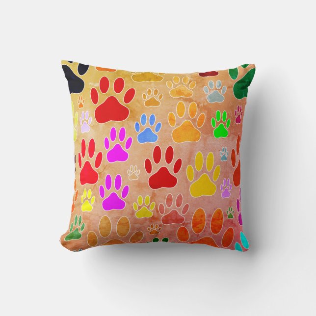 Coussin Empreintes de pattes de chiens sur Arrière - plan  (Recto)
