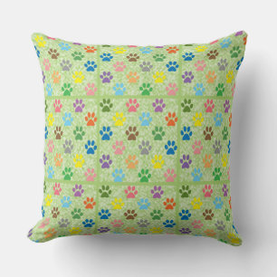 Coussin Empreintes de pattes de chiots colorés