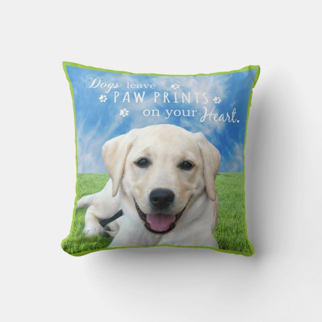 Coussin Empreintes de pattes de congé de chiens sur votre (Recto)