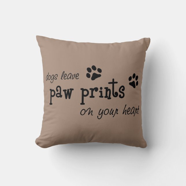 Coussin Empreintes de pattes de congé de chiens sur votre (Recto)