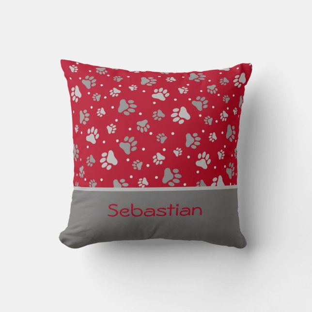 Coussin Empreintes de pattes de vacances personnalisés Rou (Recto)