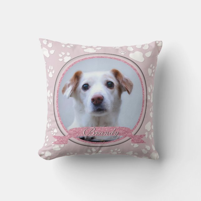 Coussin Empreintes de pattes du Mémorial aux Chiens Roses  (Recto)