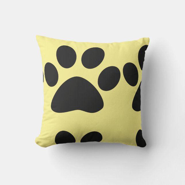 Coussin Empreintes de pattes Jaunes Cadeaux Motifs Mets Po (Recto)