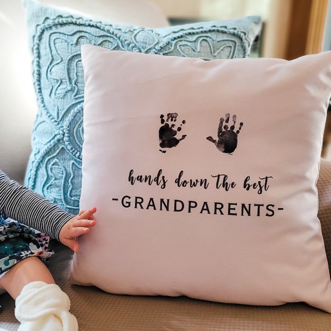 Coussin Empreintes personnalisées Meilleurs grands-parents (Créateur téléchargé)