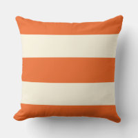 Coussin en bande orange et écru
