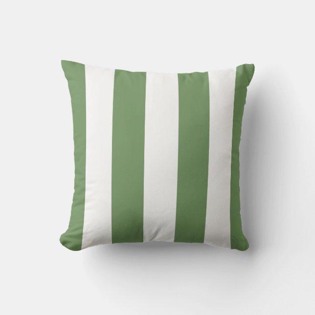 Coussin en bande verte et blanche d'olive (Recto)