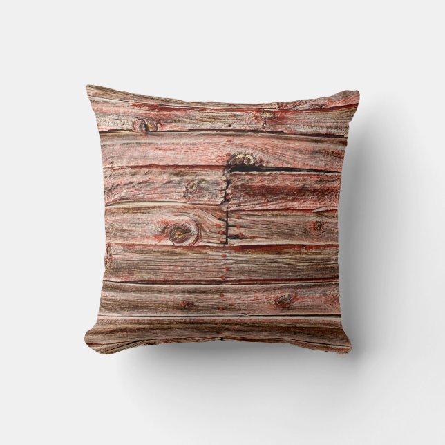 coussin en bois de grange rouge (Recto)