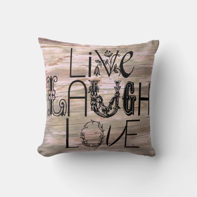 Coussin en bois rustique de décor de signe d'amour (Recto)