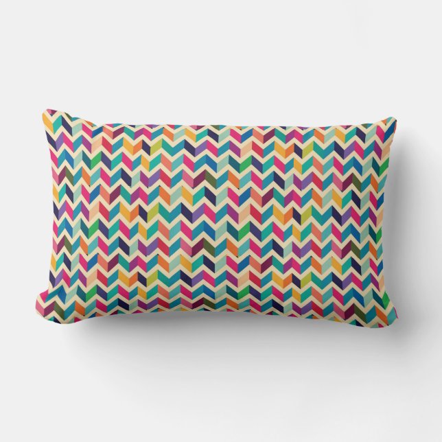 Coussin en bois - Zigzag multicolore (Recto)