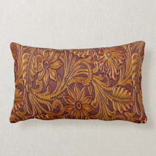 Coussin en cuir usiné occidental d'impression
