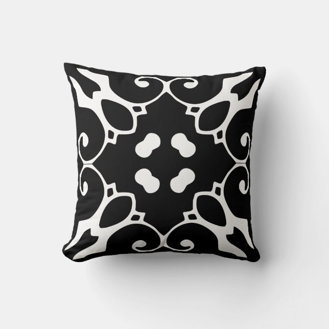 coussin en mosaïque espagnole noir et blanc (Recto)